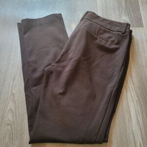 Chicos Womens Regular Fit Brown Trousers Size 1 M Elastic Waist Work Pants